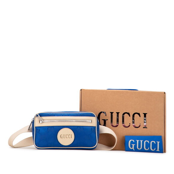 Gucci GG the Grid Belt Bag Body Blue Beige Leather - Picture 10 of 10